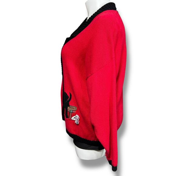 Vintage Timber Lea Womens Sweater Cardigan Collared Button Down Dog Theme Red 2X - Picture 5 of 14